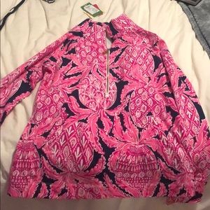 Pink floral/pineapple quarter zip - Lilly Pulitzer